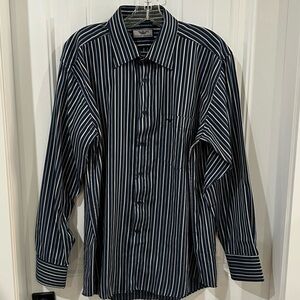 Giorgio Armani Blue Striped Dress Shirt Men’s Size 17.5  34- 35